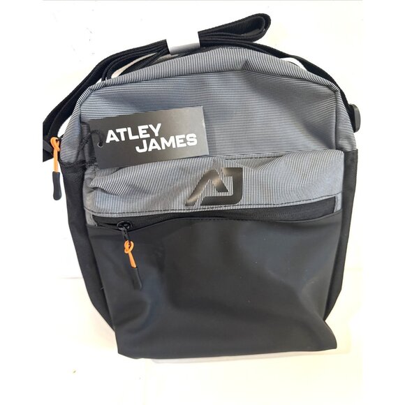 ATLEY JAMES 'Spencer' Crossbody Bag Black and Gray - Picture 3 of 5